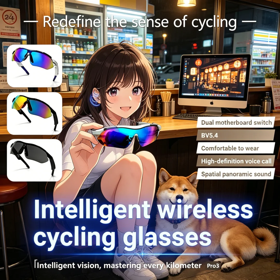 

Seraphic Sleek AI Smart Glasses New Cycling Bluetooth Smart Glasses Audio AI Voice Assistant UV400 Protection Life Waterproof