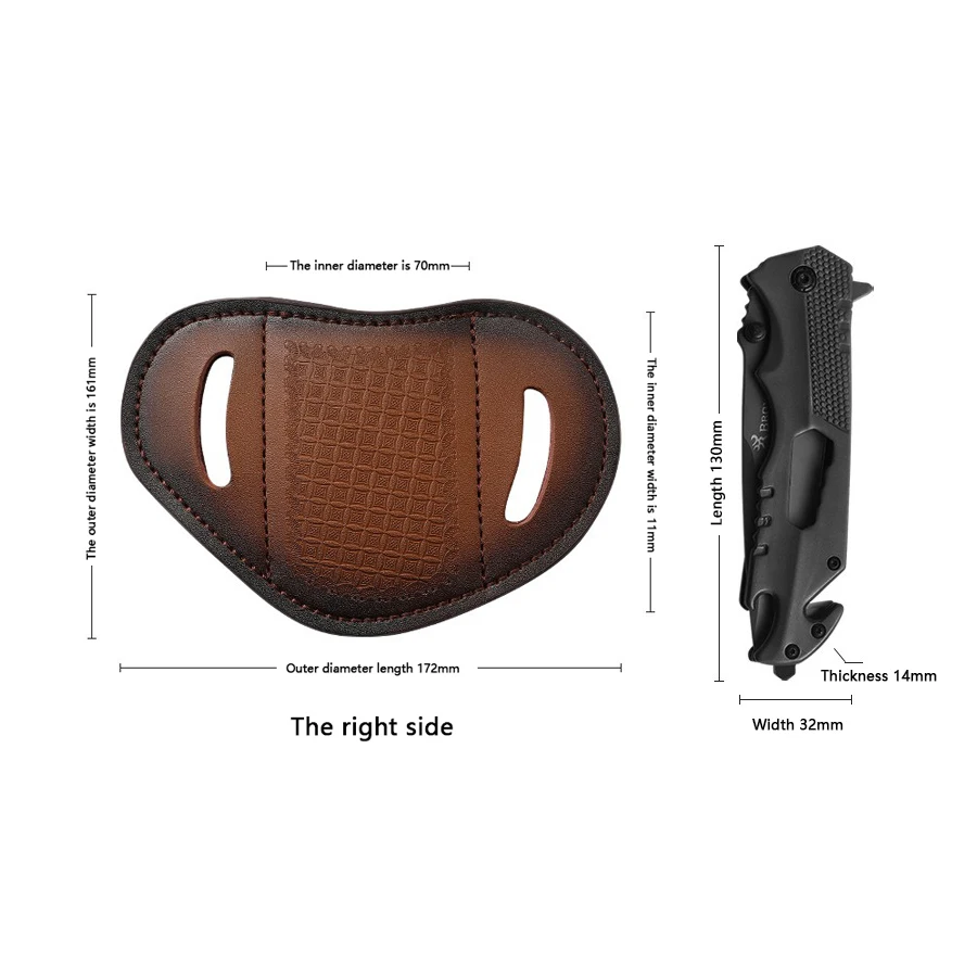 Carved leather holster top layer cowhide folding knife holster for EDC knife holster outdoor knife library