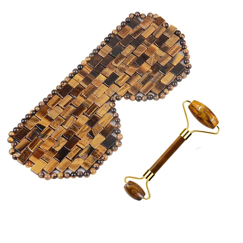 Tiger Eye Stone Gua Sha Jade Sleep Eyes Mask Roller Massager For Face Natural Stone Face Body Jade GuaSha Scraper Massage Tools