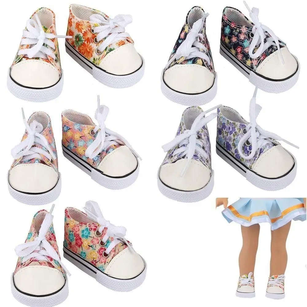 Canvas Cloth 7cm Shoes For 18 Inch American And 43cm New Born Baby Doll Shoes Clothes Accessories For Our generation Girl Dolls