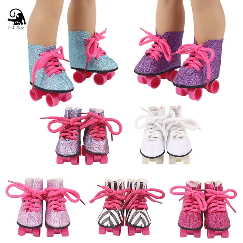 Doll Roller Skate Sequin Shoes Ice Skates 18 Inch American 43CM Reborn Baby Doll Clothes Accessories Nenuco Ropa Generation Toys