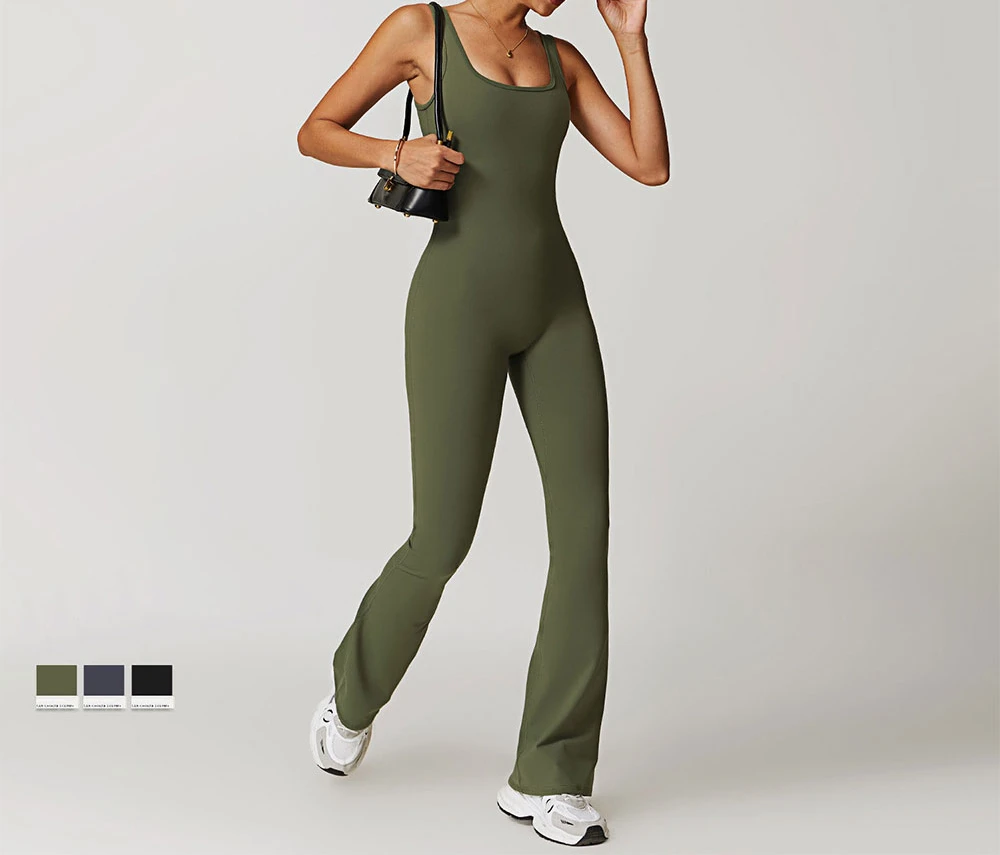 Gym Set Women Jumpsuit Bell-bottoms Training Yoga Set Sportswear Women Sports Jumpsuit Fitness Rompers Stretch Workout Bodysuits