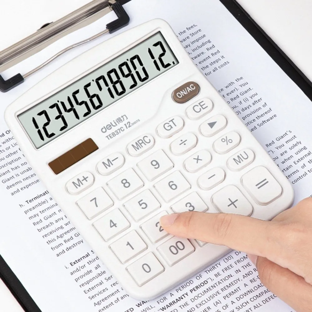 

12 Digits Electronic Calculator Dual Power Supply Lightweight Scientific Calculator Portable Candy Color Solar Calculator