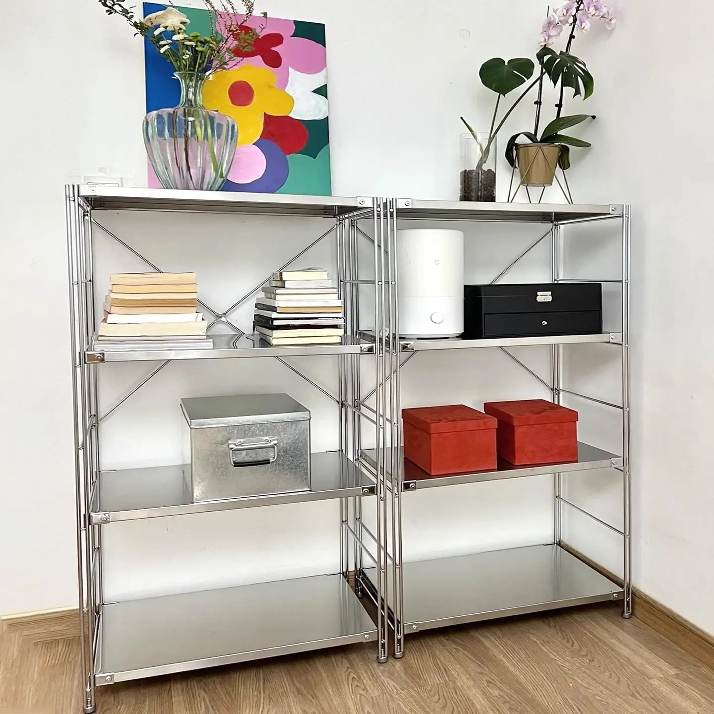 Japanese stainless steel multi-layer rack, kitchen corner floor-to-ceiling air fryer, microwave oven, oven storage