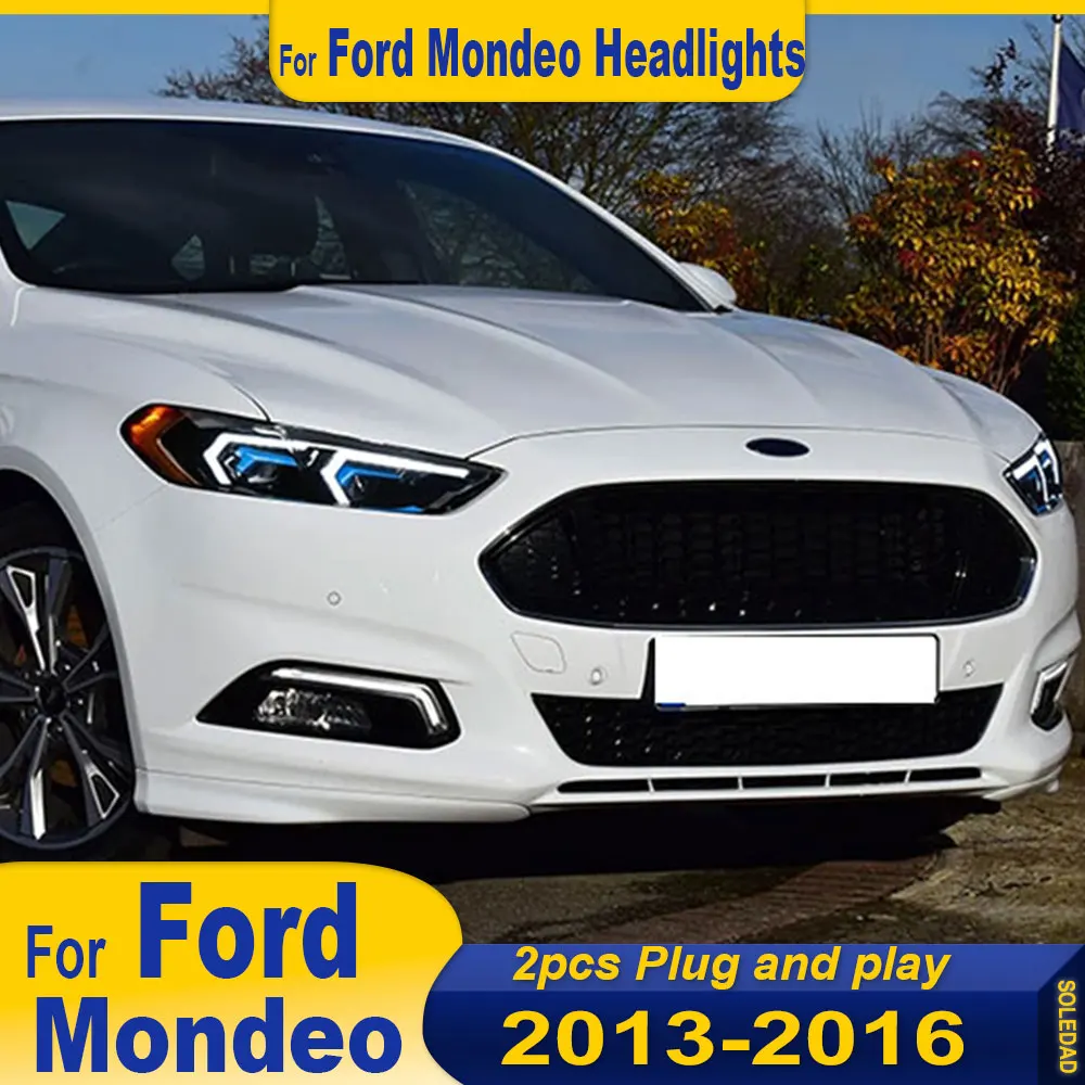 Car Styling Headlights For Ford Fusion Mondeo headlights 2013-2016 LED headlights dynamic signal animation DRL Headlamp Assembly