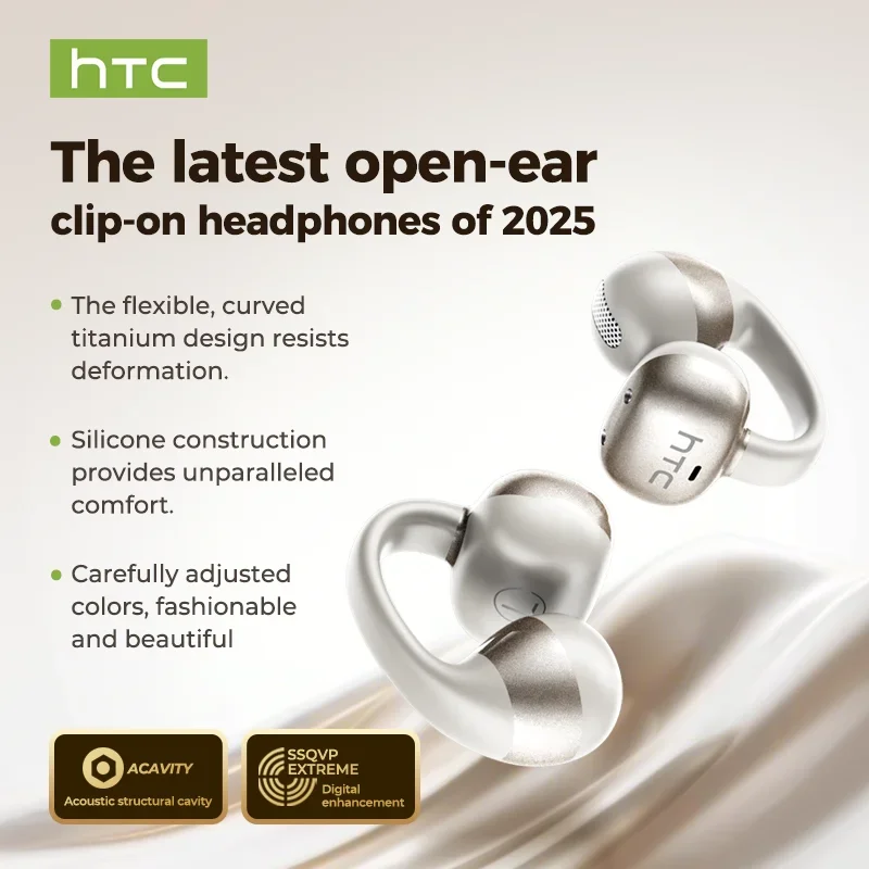 HTC NE56 Bluetooth V6.0 Earphones OWS Ear Clip Sports Wireless Headphones Comfortable Earclip Earbuds 20-Hour Battery Life