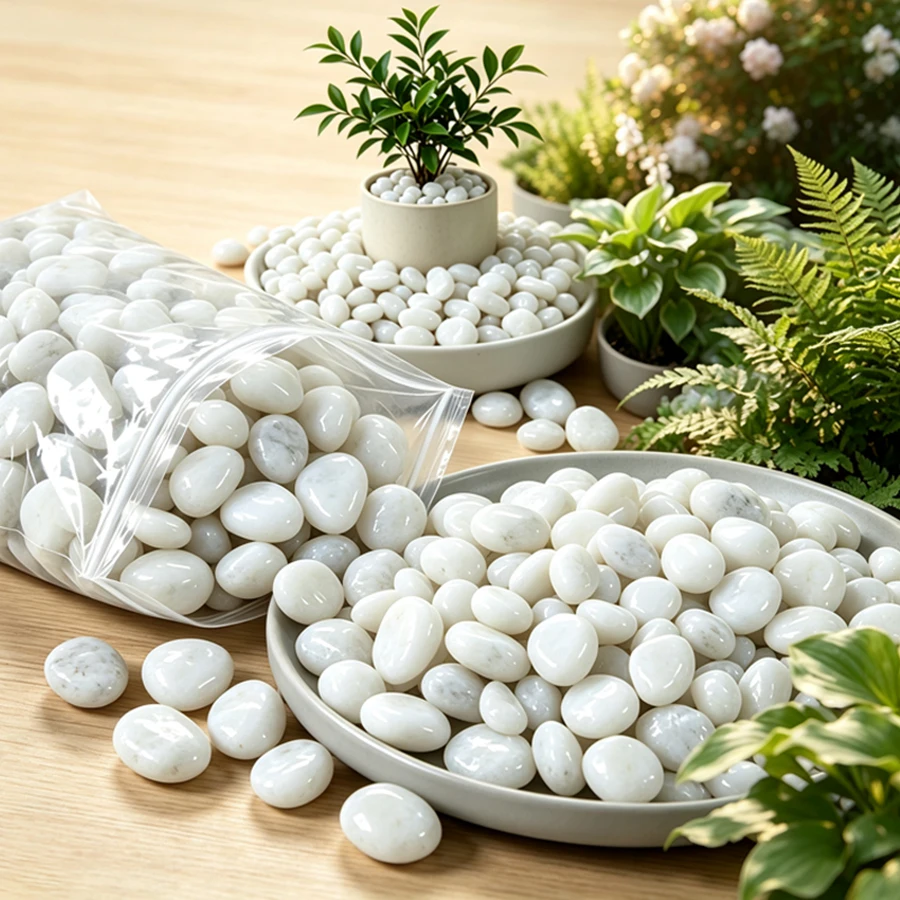 450/900g Polished Pebble Stones, Round River Rock for Vase Fillers, Plant Pot Top Dressing, Garden Landscaping, Home Decor XJM