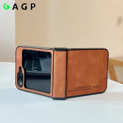 Luxury Business Leather for Hinge Protection Flip 7 Case for Samsung Galaxy Z Flip 3 4 5 6 7 Z6 flip5 Flip 6 Matte Fashion Cover