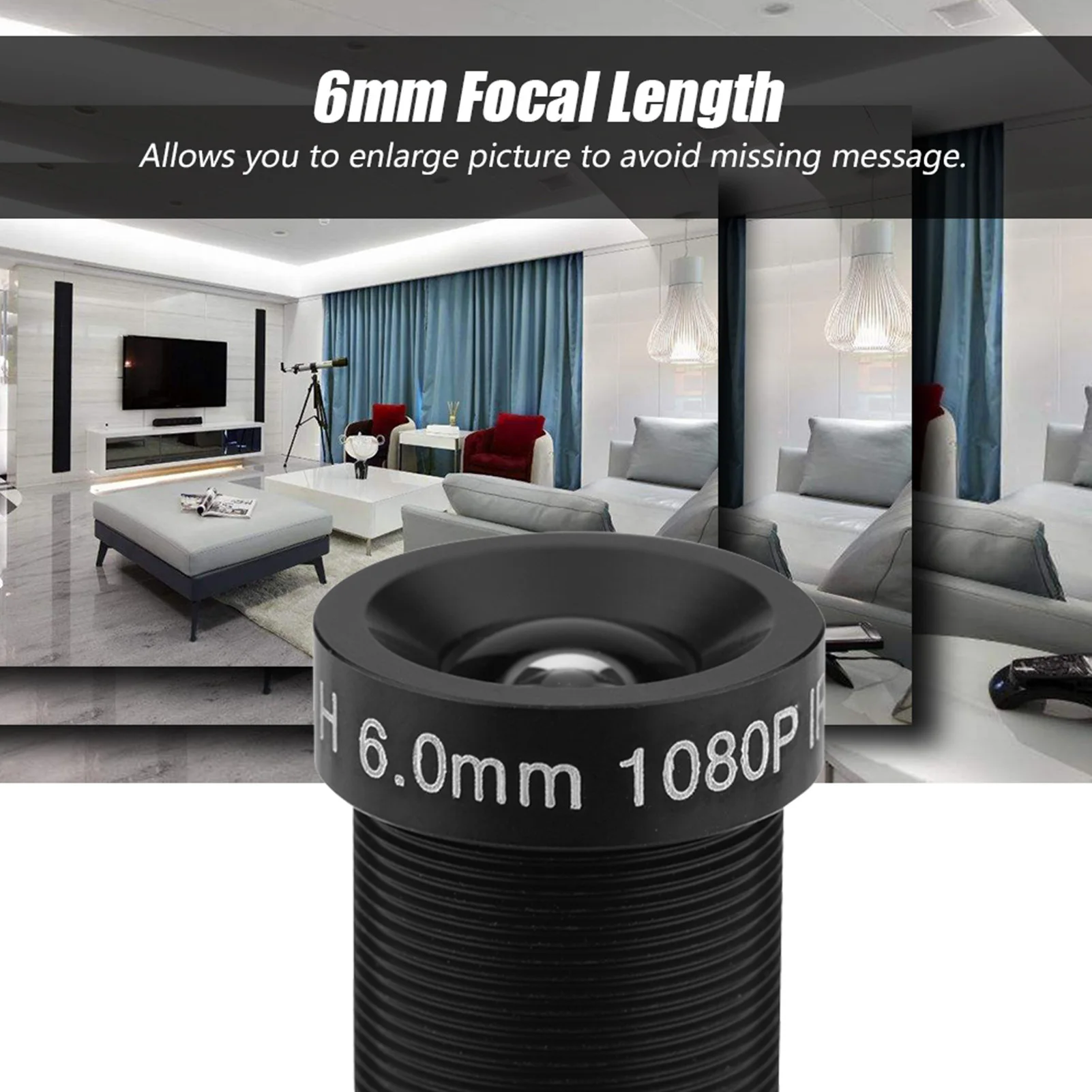 6mm CCTV Camera Lens 2 Million Pixels 24-hour  IR Security Camera Lens with 58° CCTV Camera Lens Security Camera Lens