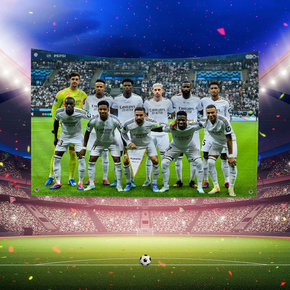 Fc نادي معلق حديقة أعلام راية غرفة المرآب الديكور جدار ديكور نسيج S-madrids-reals-P مضحك العلم غرف نوم في الهواء الطلق #1