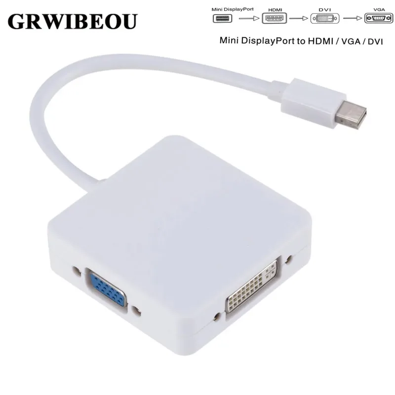 

Переходник Mini DP/HDMI, VGA, DVI, Grwibeou, 3 в 1, кабель-переходник для MacBook, Lenovo, Microsoft