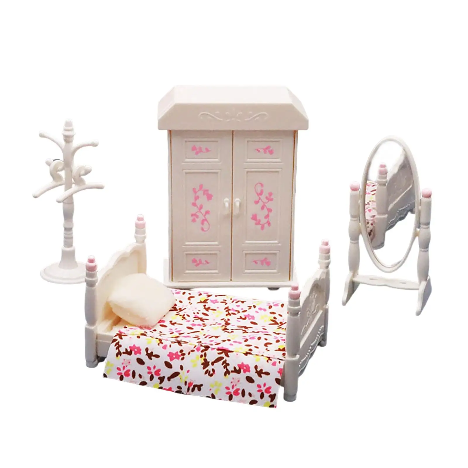 مجموعة أثاث بيت الدمى 1/12 إكسسوارات غنية تجميع مصغر لغرفة نوم الأطفال أ #6