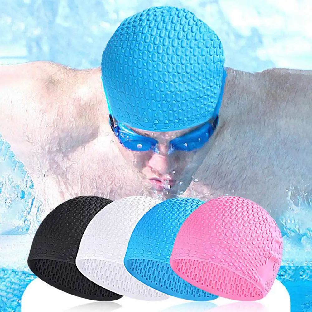 

Elastic Swim Cap Waterproof Silicone Swimming Cap 3d Ear Cover for Short Long Hair Unisex Swim Hat Pool Beach Diving Swim Caps