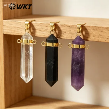 WT-P1730  Procurement hexagona shape pendants Double-headed bullets pendants double loops pothook features necklace 2021 hot