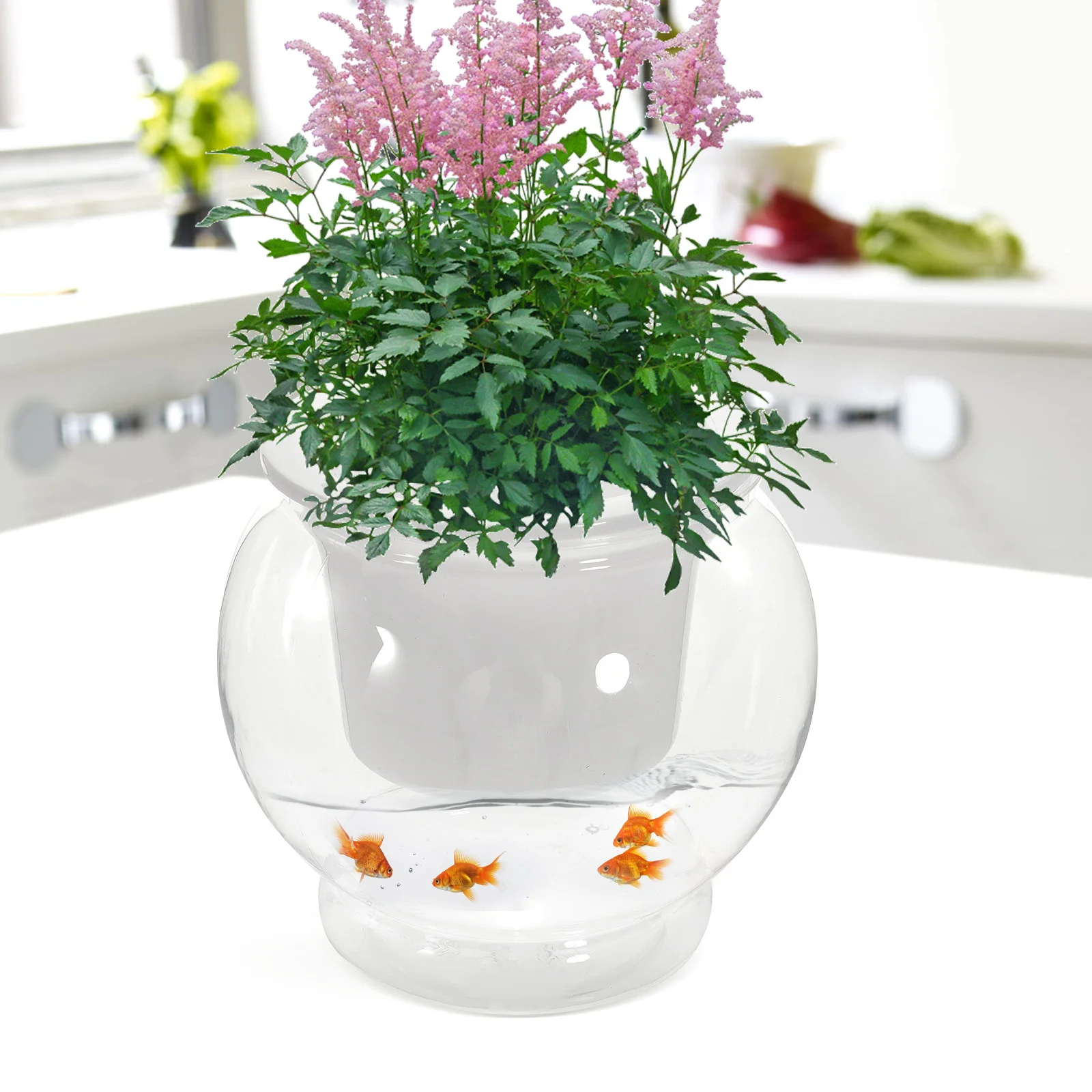 

Self Watering Plastic Flower Pot Fish Tank Planter Automatic Watering Flower Container Transparent Indoor Outdoor Decoration