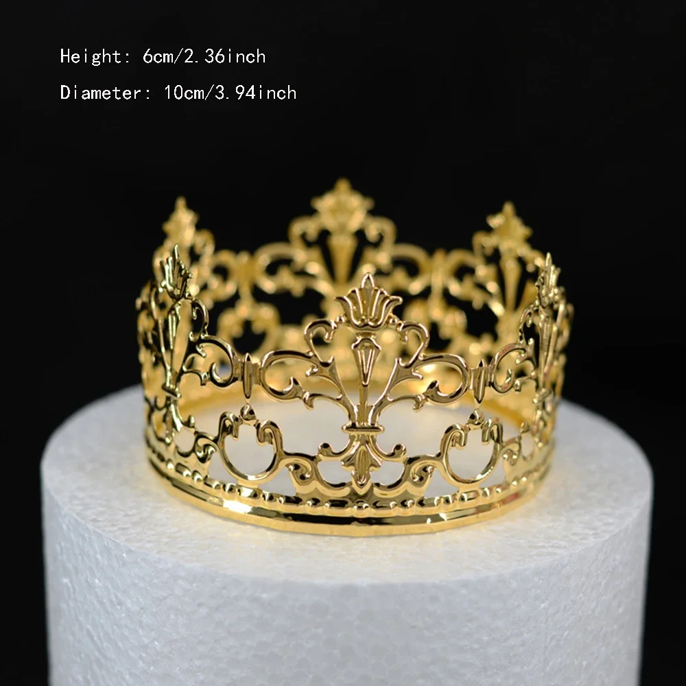 1Pcs Mini Crown Cake Decoration Tiara Gold Silver Crystal Crowns Cake Topper for Children Hair Ornaments Wedding Birthday Party