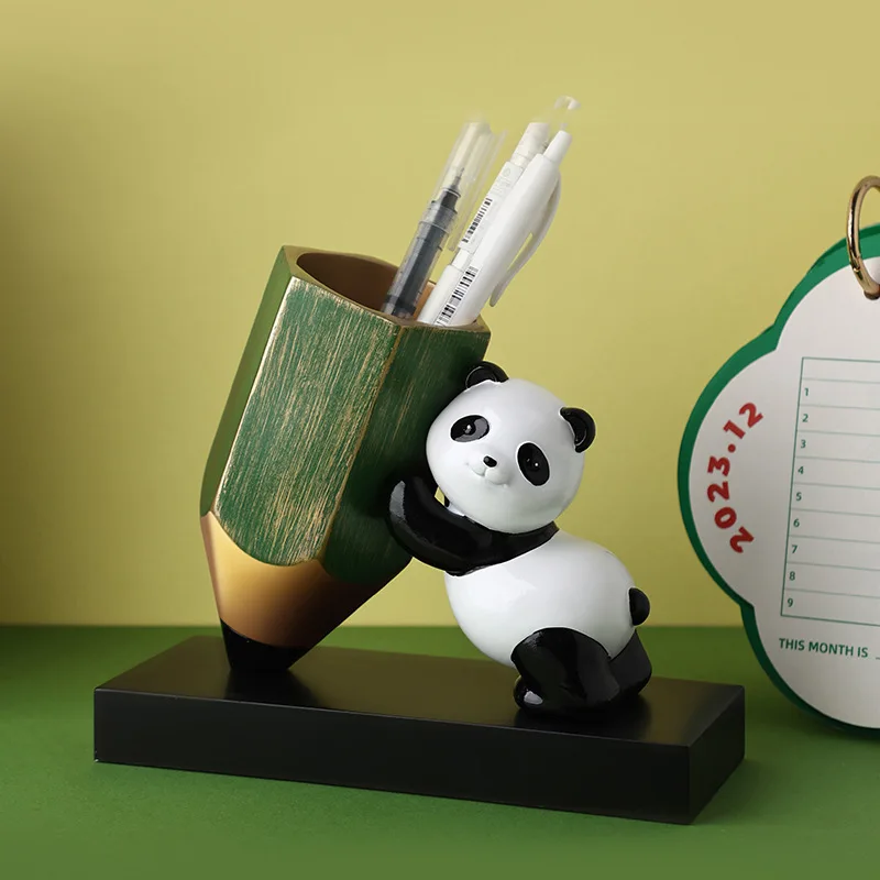 Eco-Friendly ABS Resin Cute Panda Pencil Holder - Creative Cartoon Desk Organizer for Kids Students, Home Office Decor Gift 2025