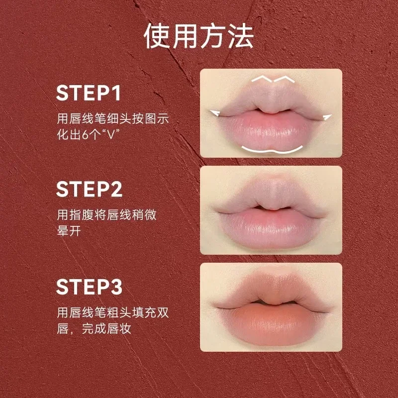 OUTOFFICE Double-ended Lip Liner Matte ลิปสติก Long-Lasting Waterproof Rare Beauty Lip Pencil Lip Plumping แต่งหน้าเครื่องสําอาง