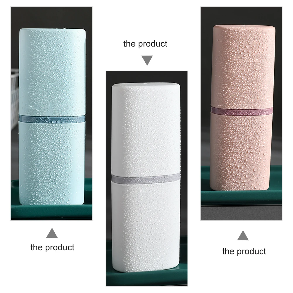

2pcs Toothbrush Case Storage Box Travel Size Portable Holder Blue Container Washing Cup Premium Material Compact Round Corner
