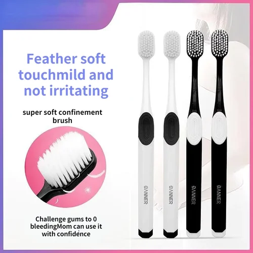 성인용 부드러운 강모 칫솔, 사각 구멍 넓은 헤드 컬러 칫솔, 민감한 잇몸용 특수 칫솔, 구강 건강 보호, 2 개 