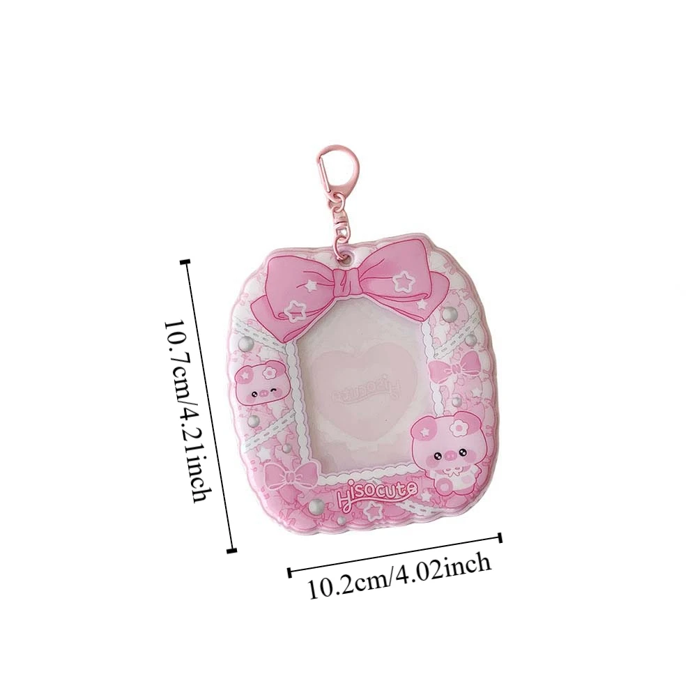Bowknot Animals Korean Photocard Holder PVC Card Cover Keychain Pendant ID Photo Photocard Frame Korean Style Picture
