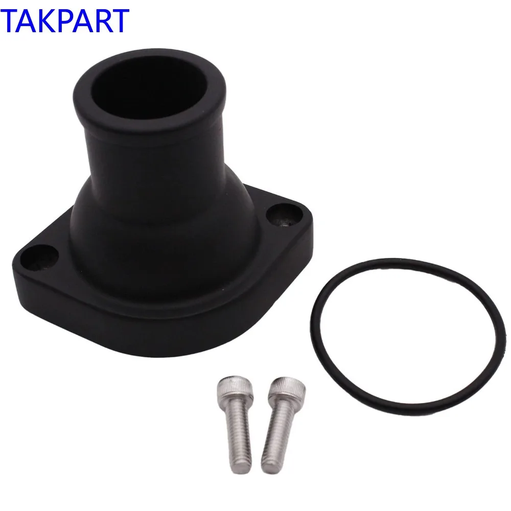 TAKPART Black 90 Degree Water Neck Thermostat Housing (Straight Up) for Chevy LS Engine LS1 LS2 LS7