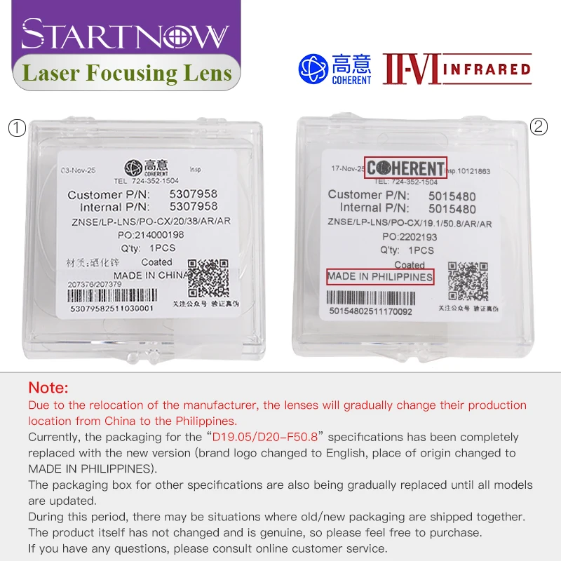 II-VI INFRARED CVD ZnSe Focusing Lens Laser Dia.19mm 20 F101.6 38.1 50.8 63.5 76.2 For CO2 Laser Cutting Machine Spare Parts