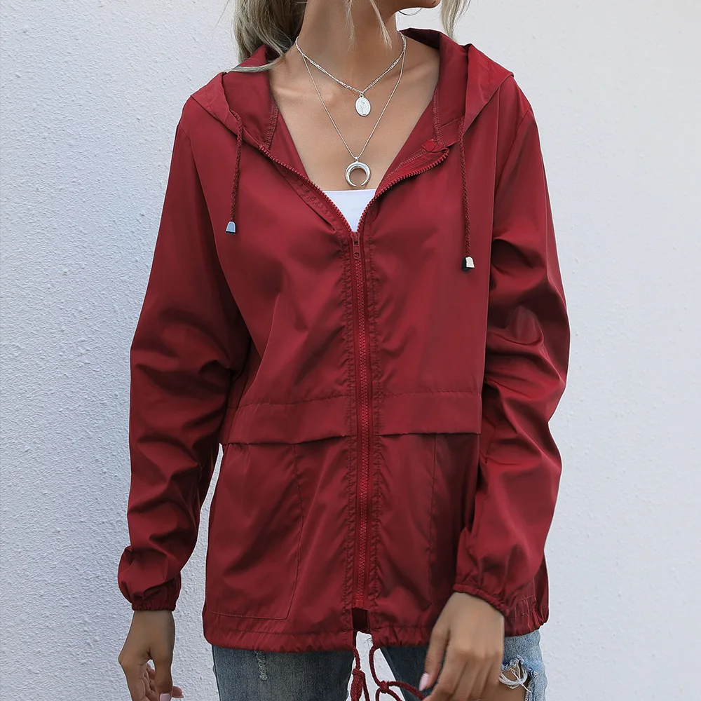 Women Solid Rain Jacket 2026 Outdoor Hiking Hoodie Waterproof WindProof Long Coat Femme Warm Outwear Women Clothing Windbreaker view 6