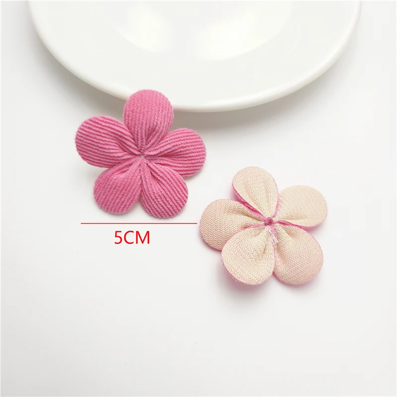 20Pcs 5CM Fabric Flower Applique For DIY Handmade Hair Clip Hat Crafts Patches Decor Ornament Clothing Accessories