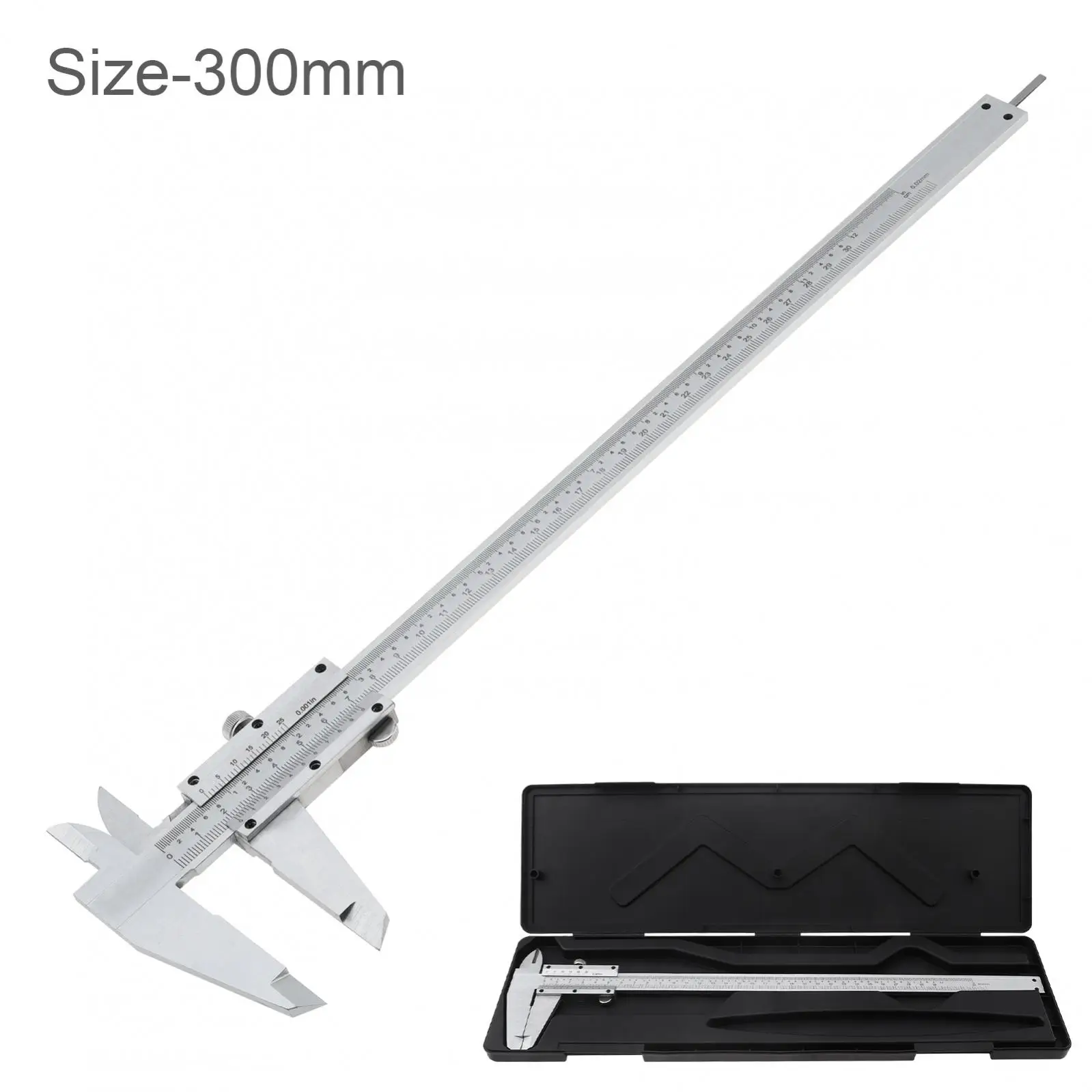 Imagem -03 - Vernier Caliper Métrica Imperial Escalas Duplas Corrediça de Aço Carbono Vernier Caliper Régua Calibre Ferramentas Medida 1pc 150 mm 200 mm 300 mm