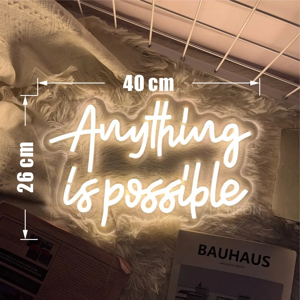 Anything Is Possible Neon Light Sign Class Room Decor Bedroom Study Beauty Salon Gym Bar Cafe Neon Led Sign Custom Birthday Gift