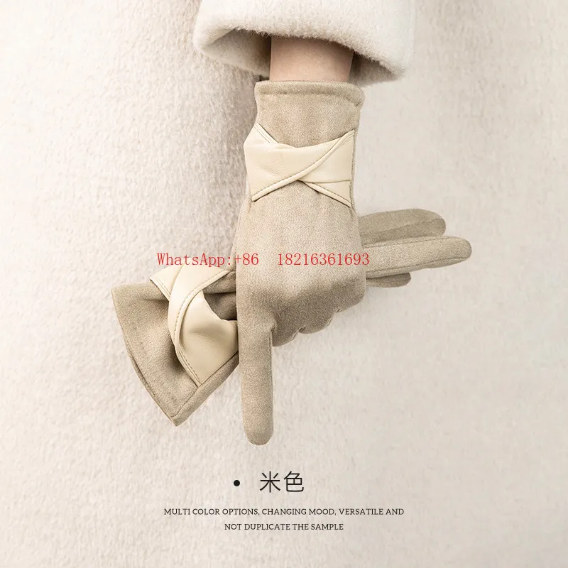 Imitation Suede Gloves Women's Winter New Velvet Warm and Cold Touch Screen Cycling Windproof Gloves