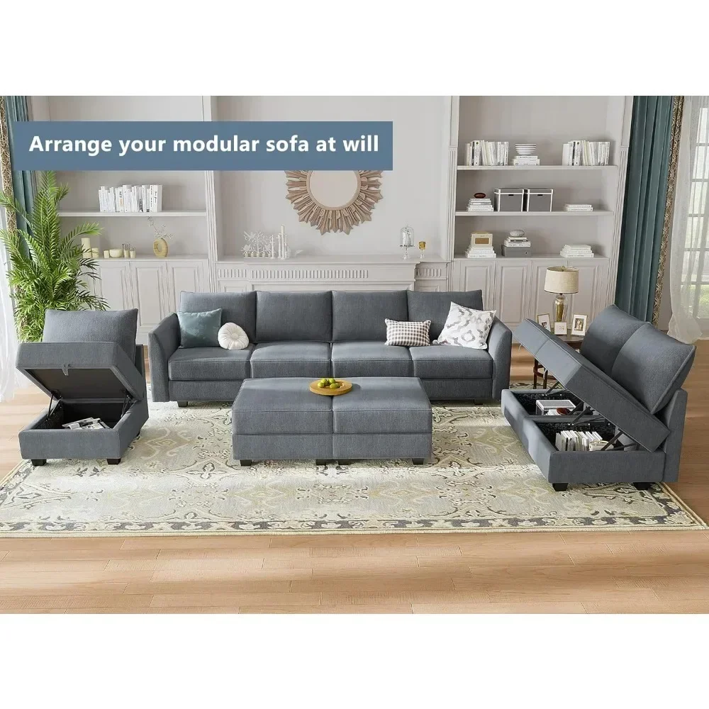 Couch Living Room Sofa ,with Storage Seat Reversible, Oversized Sleeper Sectional Sofas Set, Modular Sectional Sleeper Sofa Bed