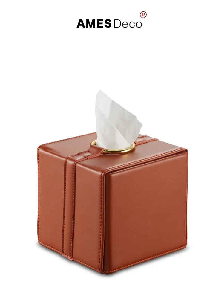 Simple and Luxurious Square Tissue Box, Nordic Living Room High-end Paper Drawer