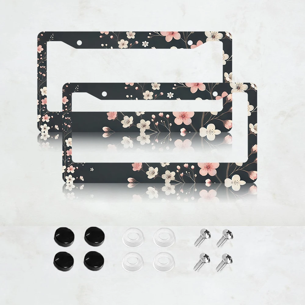 

Рамка для номерного знака с цветами вишни, 2 шт., розовая, алюминиевая, 6 x 12 дюймов, стандартный размер США, декоративная, для автомобиля