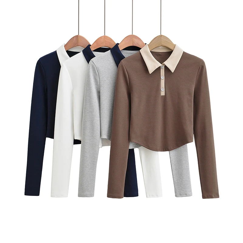 

Белые топы, женские летние повседневные рубашки-поло 2024, женские сексуальные рубашки-поло с длинным рукавом для женщин, Милая женская одежда