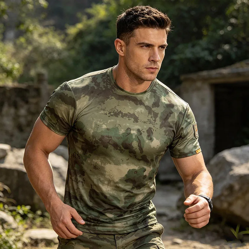 Outdoor Quick Drying Tactical T-Shirt MC Special Forces Ruins Camouflage Coolmax Short Sleeved Military Style Breathable