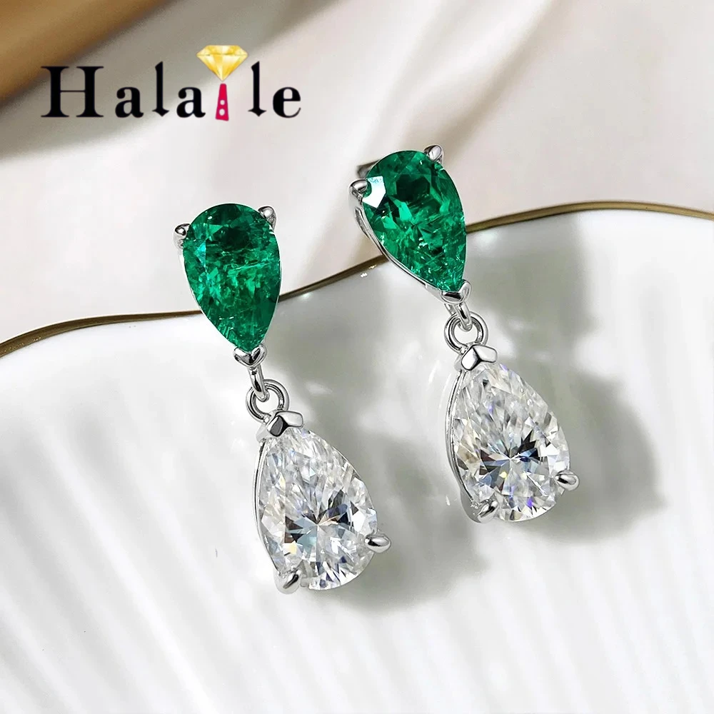 Halaile 1.5ct Pear Cut Moissanite Stud Earrings S925 Sterling Silver for Women Sparkling Plated Ear Jewelry Classic Wedding Gift