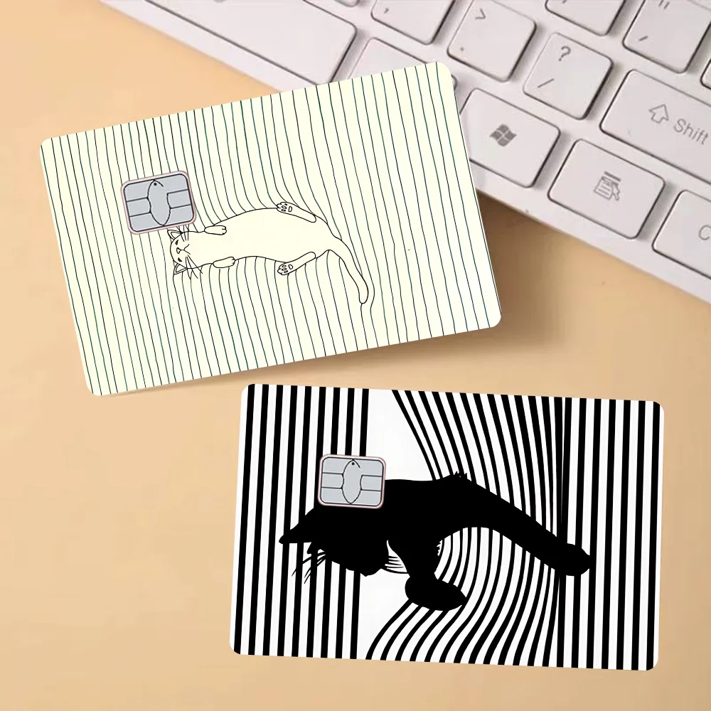 

Наклейка Line Cat Anmie, пленка, кожаный чехол для кредитной карты, дебетовая банковская карта, передняя часть