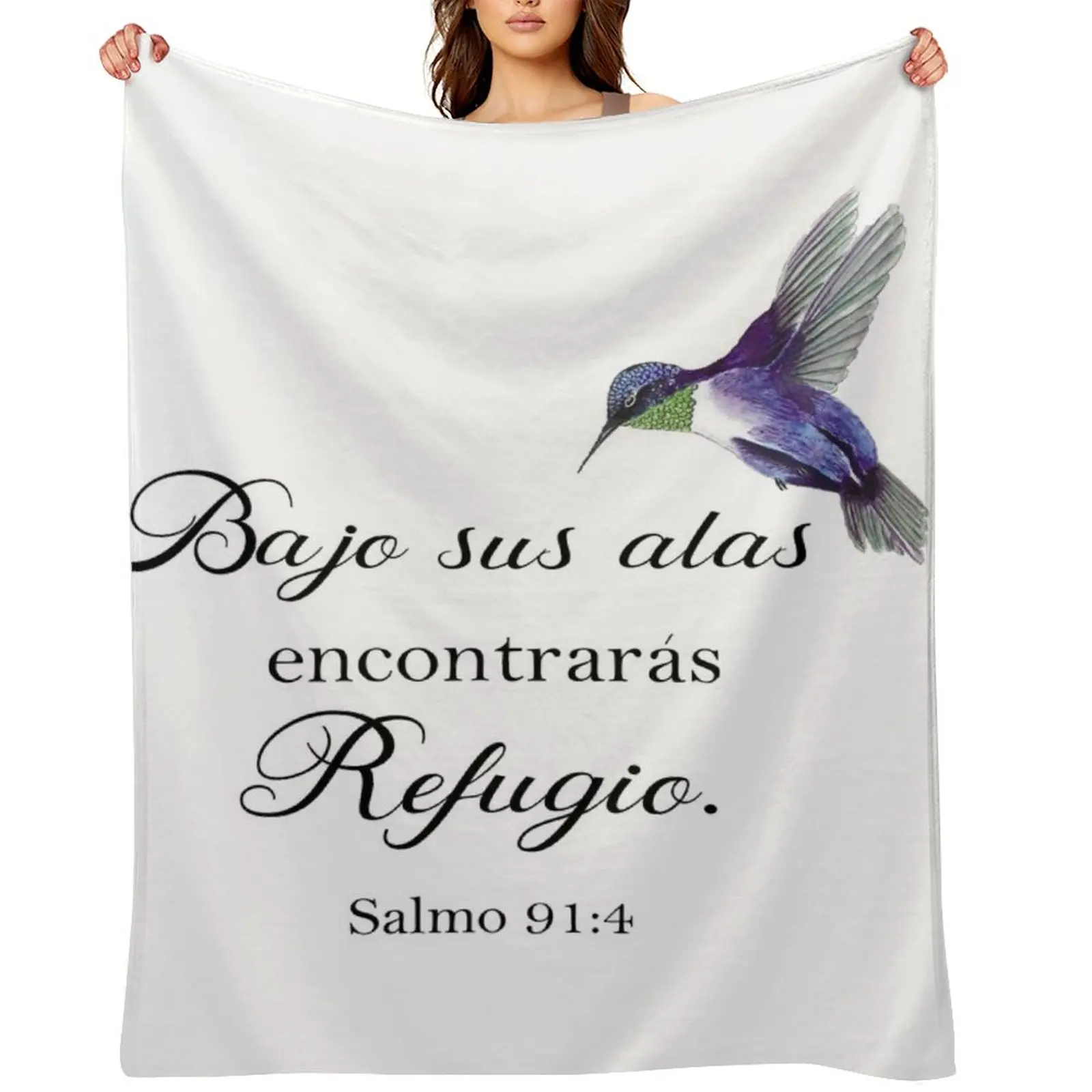 

Bajo sus alas encontraras refugio Spanish bible verse Salmo 91 Throw Blanket Multi-Purpose Decorative Beds Cute Thins Blankets
