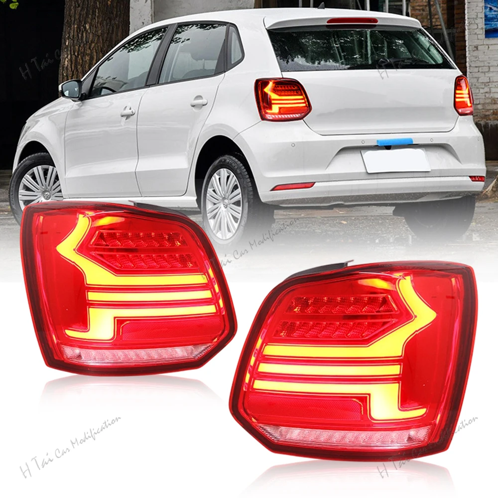 2Pcs LED Tail Lights For 2011-2018 Volkswagen VW Polo Rear Lamps Assembly DRL Taillight Dynamic Turn Signal Car Light Assemblies