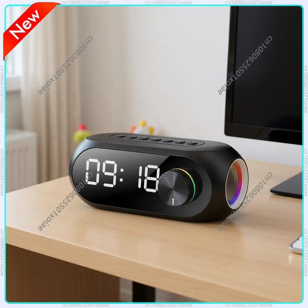 

Portable Stereo Sound Box with Alarm Clock Radio FM Music Player 1200mAh Desktop Small BT Speaker for Party Outdoor Travel
