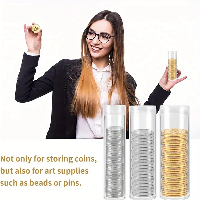 1pc Coin Management Plastic Case, Coin Storage Tube, 25Mm/32Mm, Plastic Coin Case, Money Organizer, Record & Coin Management
