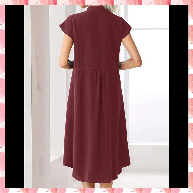 Relaxed Linen Midi Shirt Dress