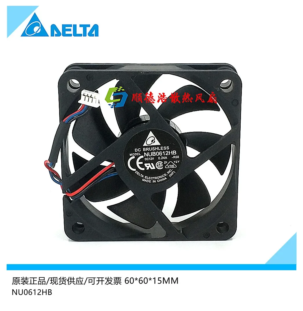 Delta Electronics NUB0612HB R00 EP7155I DC 12V 0.24A 60x60x15mm 3-Wire Server Cooling Fan