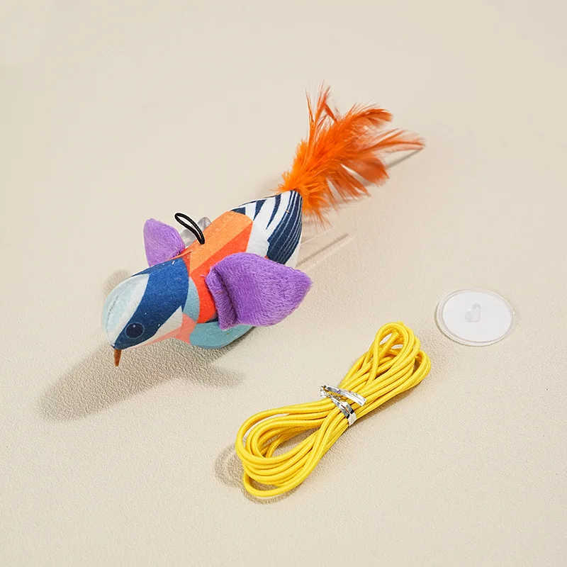 Simulation Realistic Sound Plush Bird Shape Cat Toy Dangle Interactive Toys Feather Teasing Cat Toy Pet Cat Toy Pet Supplies