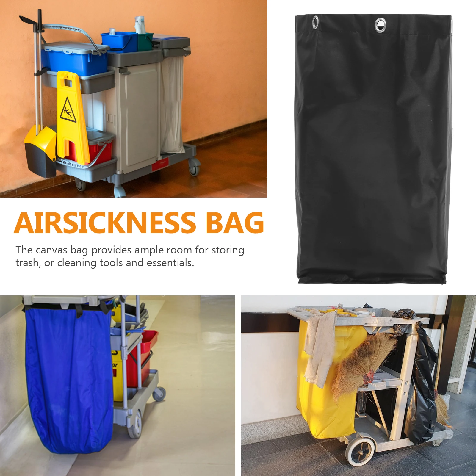 

1pcs Heavy Duty Janitorial Cart Replacement Sturdy Canvas Bag Trash Collection Housekeeping Bag Reusable Spacious Fits