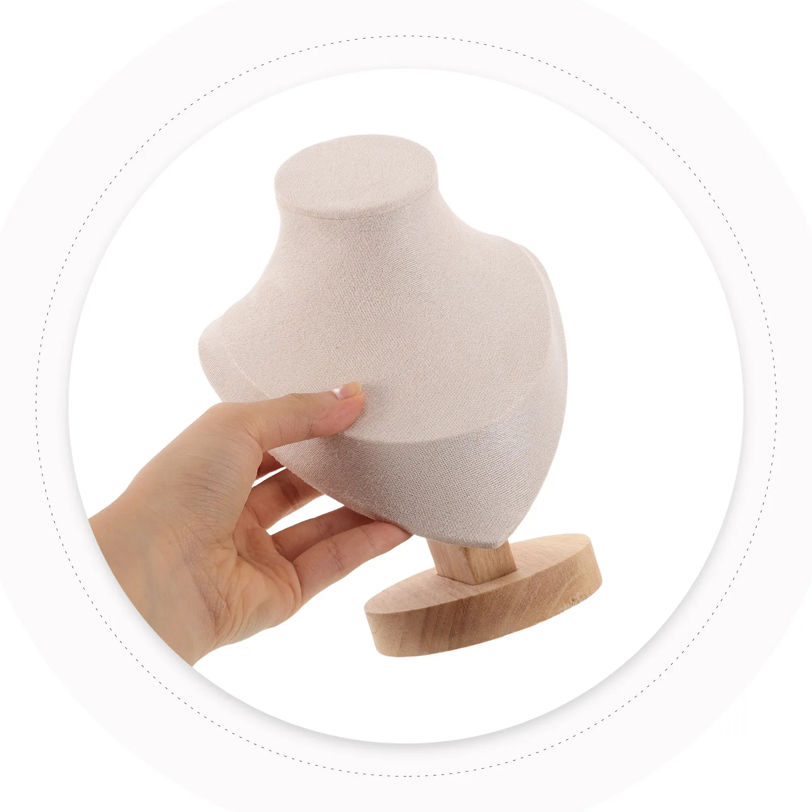 Wood Jewelry Bust Display Stand Mannequin with Sturdy Base Necklace Holder for Earrings Rings Bracelets Vendor Trade Show