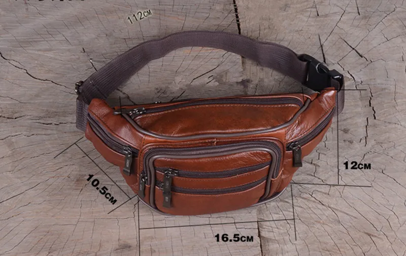 Men Casual Geniune Leather Waist Bags Packs  Retro  Cell Phone Purse for Male  Fashion Travel Pouch