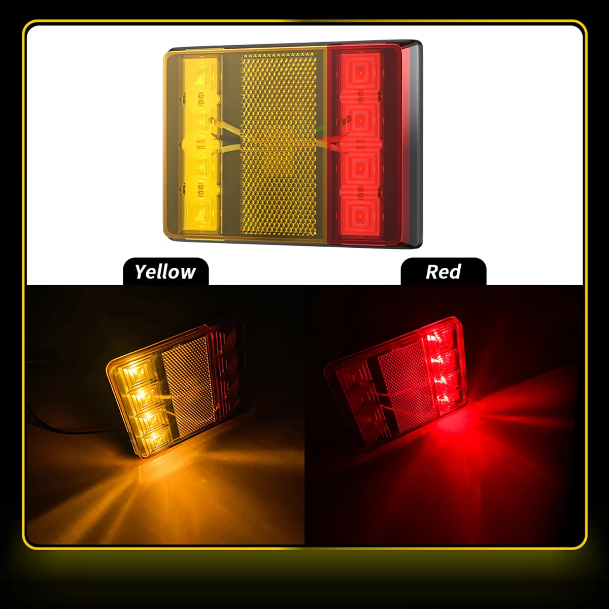 Caminhão Aviso Luzes Troneiras, 8 LED, Vermelho, Amarelo, Luzes Externas, Reboque, Caminhão, Camião, Trator, Indicador de Sinal, 12V-24V